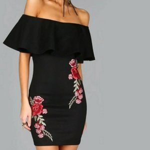 Embroidery Off Shoulder Dress